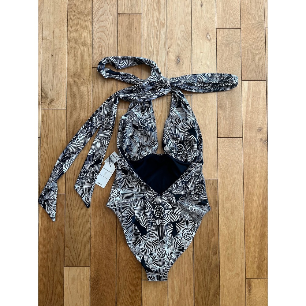 NEW Express Floral Plunge Halter One Piece Swim Suit Convertible Contour Size M - Picture 5 of 5
